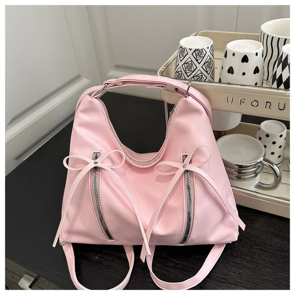 Three-Way Leather Bowknot Bag