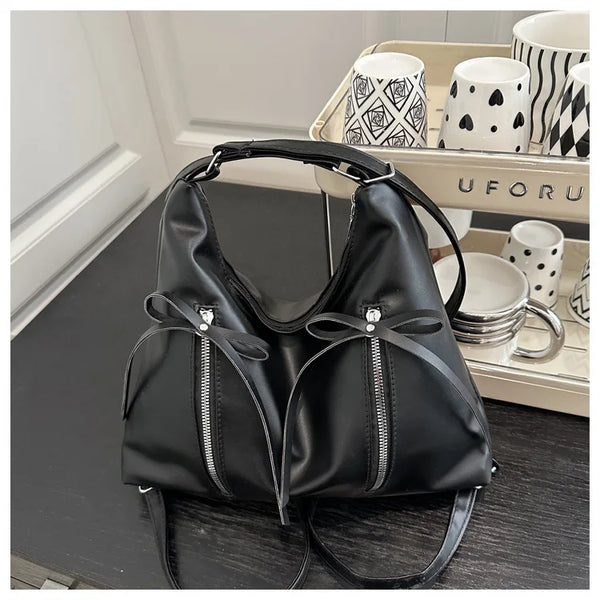 Three-Way Leather Bowknot Bag
