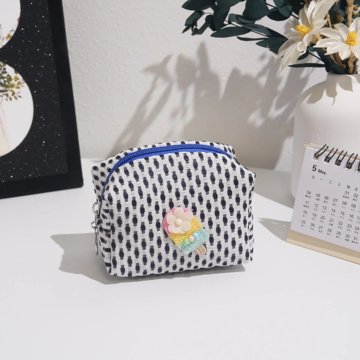 Mini Embroidered Waffle Pouch