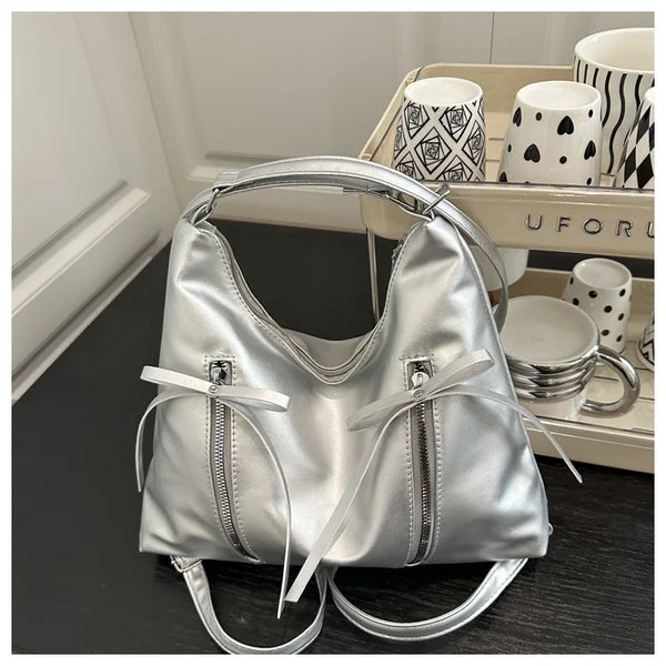 Three-Way Leather Bowknot Bag