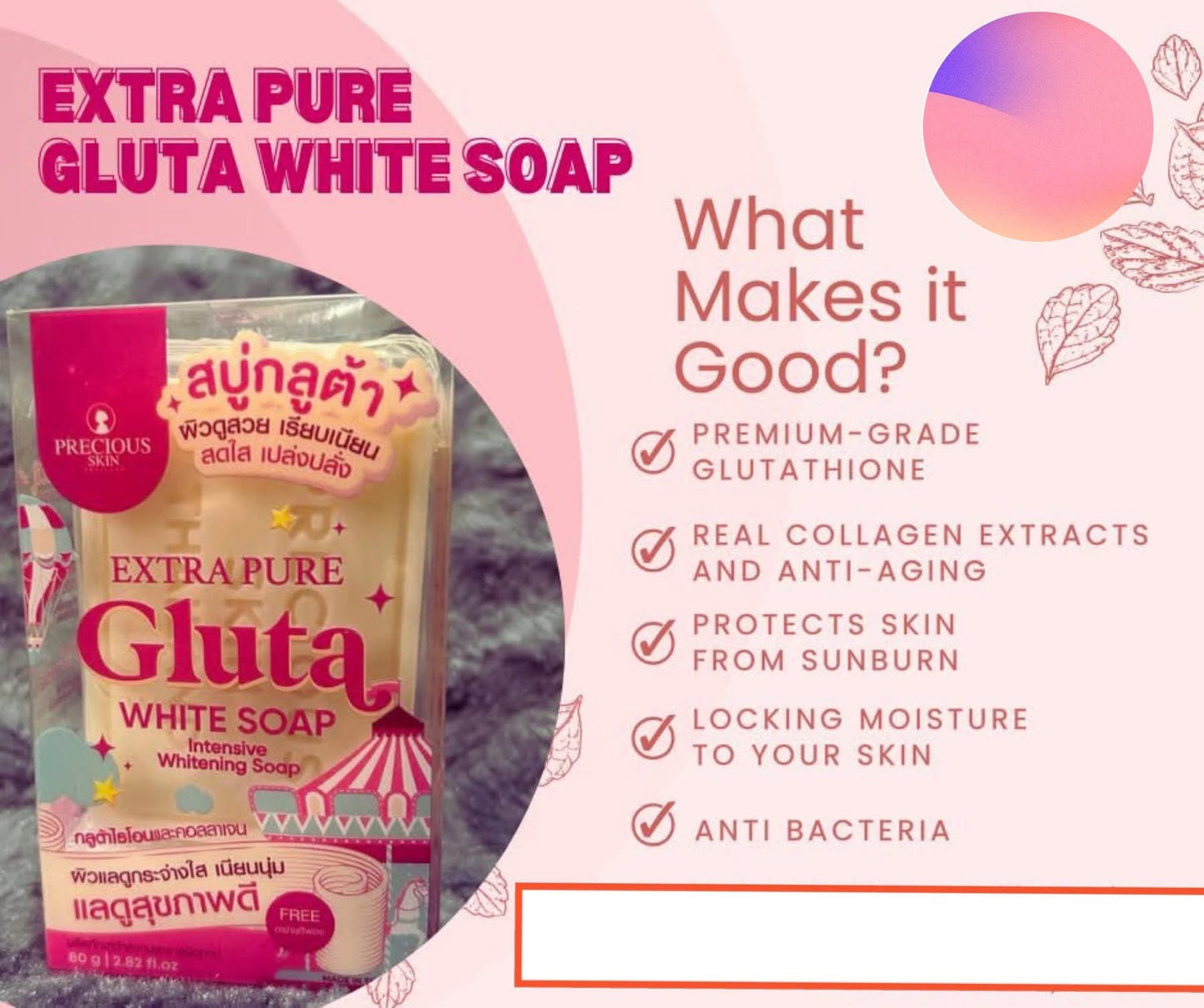THAILAND's PRECIOUS SKIN Extra Pure Gluta White Soap