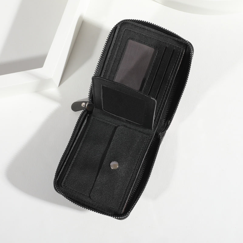 Men's Vintage Leather Tri-Fold Zipper Wallet