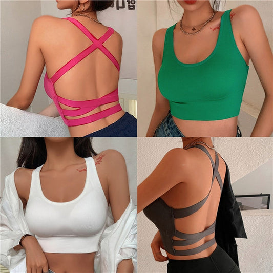 Cross Back Padded Sports Bra