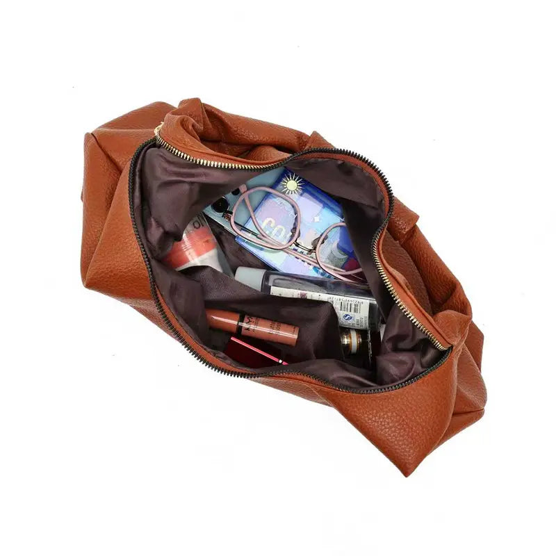 2-in-1 Soft Leather Hobo Bag with Matching Wristlet