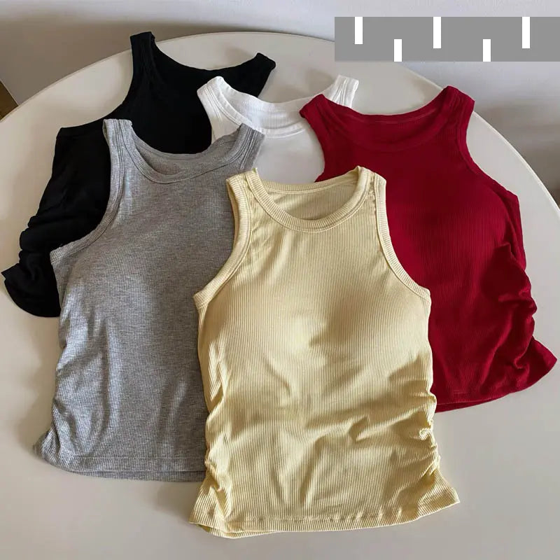 Ribbed Padded Sleeveless Tank Top