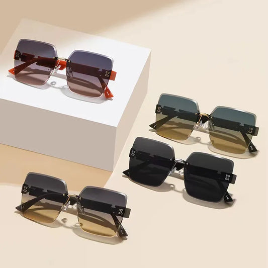 Korean NEW Rimless Two Color Gradient Square Women's Sunglasses
