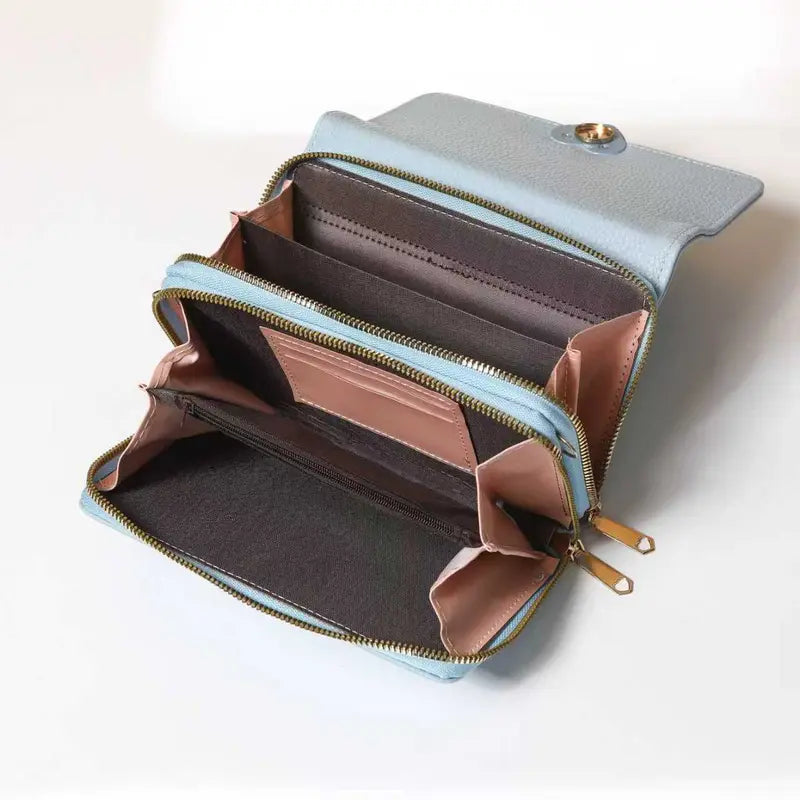 2-IN-1 Double Zipper Long Wallet Bag with Coin Purse