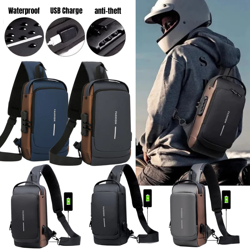 Anti-theft Waterproof Chest Bag with USB Charging Port
