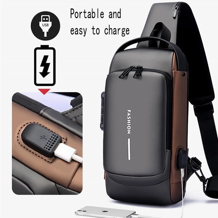 Anti-theft Waterproof Chest Bag with USB Charging Port