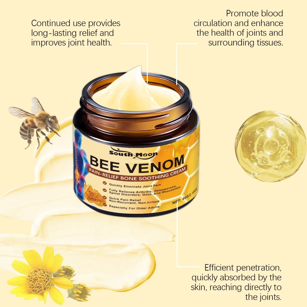 SOUTH MOON Bee Venom Pain Relief Cream for Arthritis, Muscle & Joint Soreness