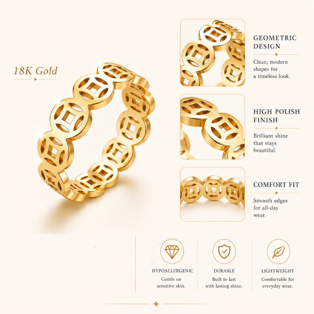 Lucky Charm Money Catcher Gold Ring