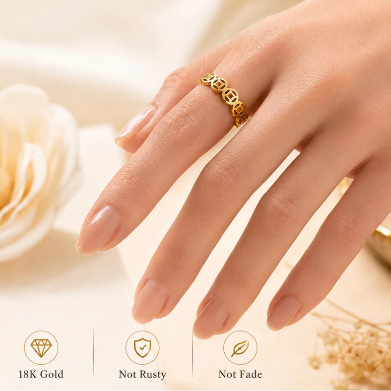 Lucky Charm Money Catcher Gold Ring