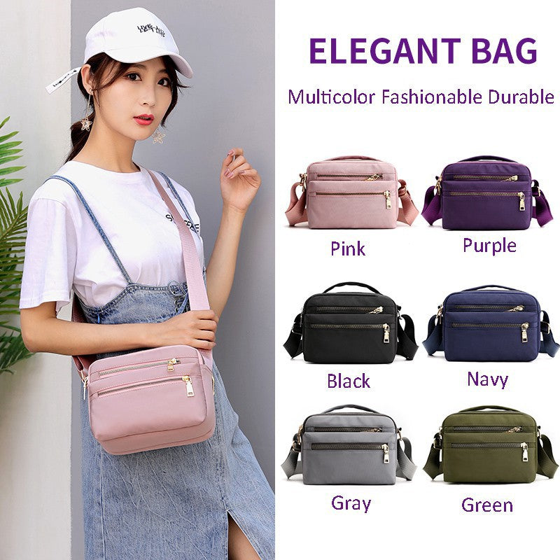 Multi Pocket Waterproof Nylon Messenger Crossbody Bag