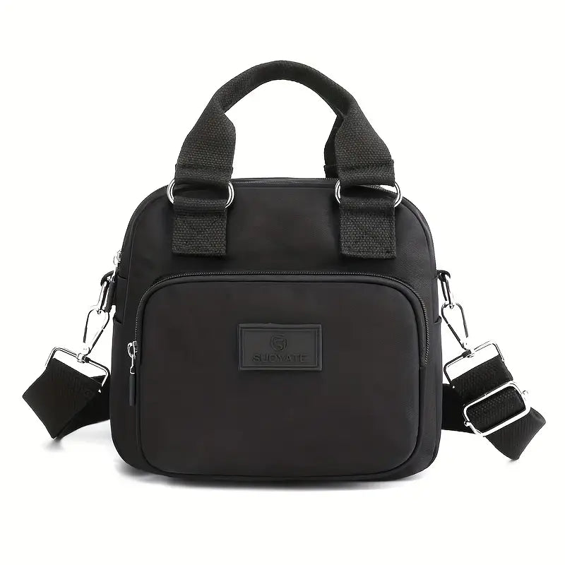 Multicompartment Nylon Crossbody Bag with Adjustable Strap