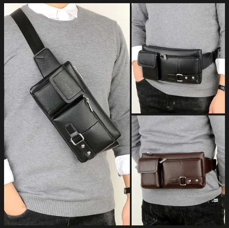 Men's Leather Waist/Chest Bag