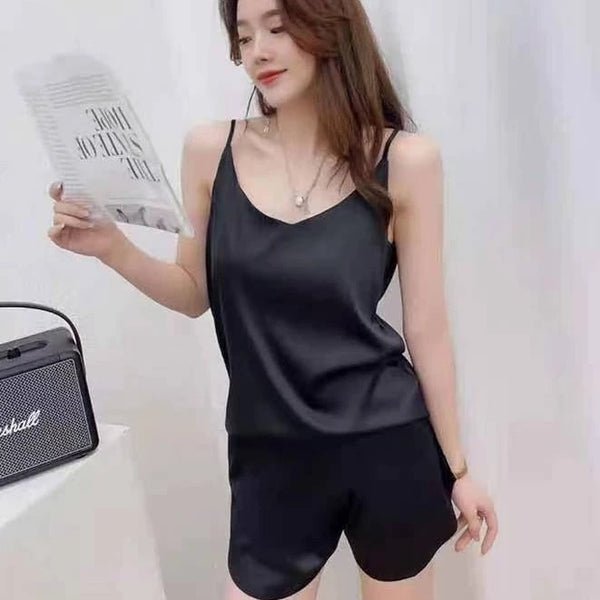 Silk Satin Sleeveless Terno Sleepwear