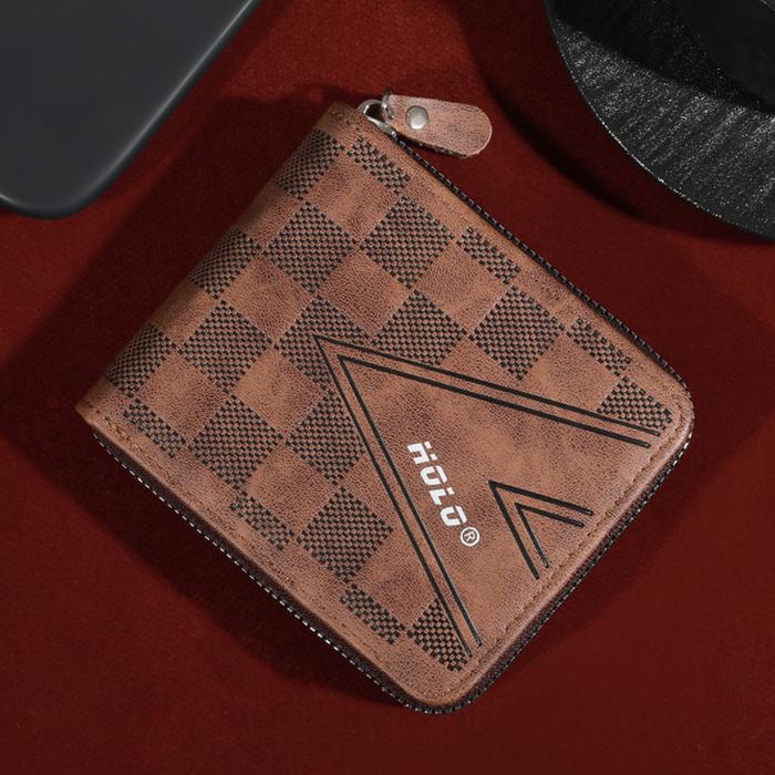 Men's Vintage Leather Tri-Fold Zipper Wallet