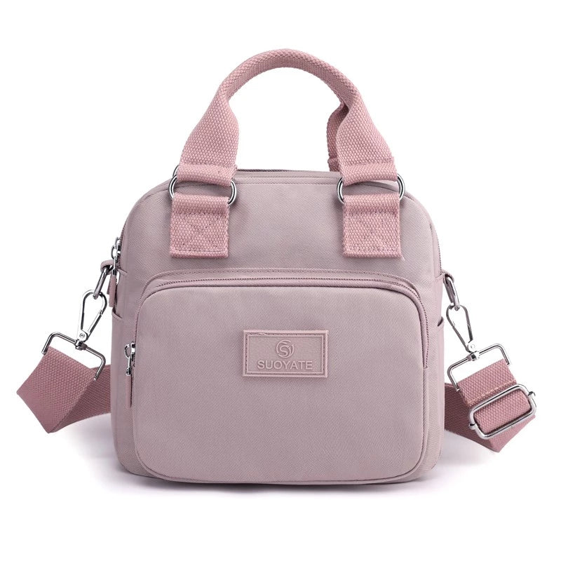 Multicompartment Nylon Crossbody Bag with Adjustable Strap
