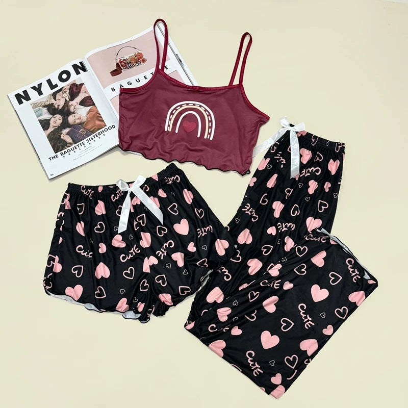 3in1 Cropped Spaghetti Sleepwear