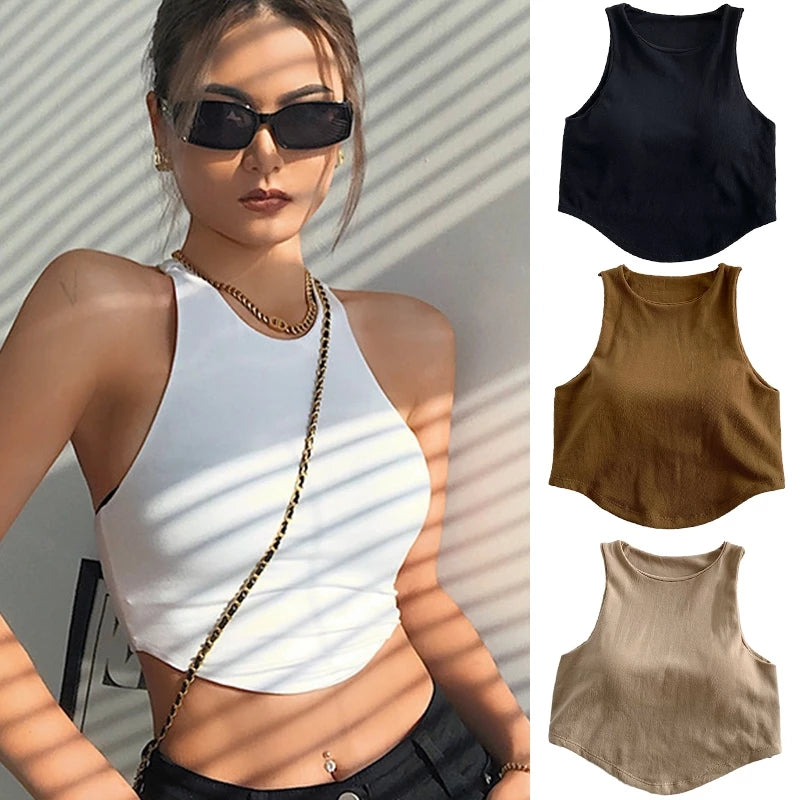 Padded Ribbed Halter Crop Top