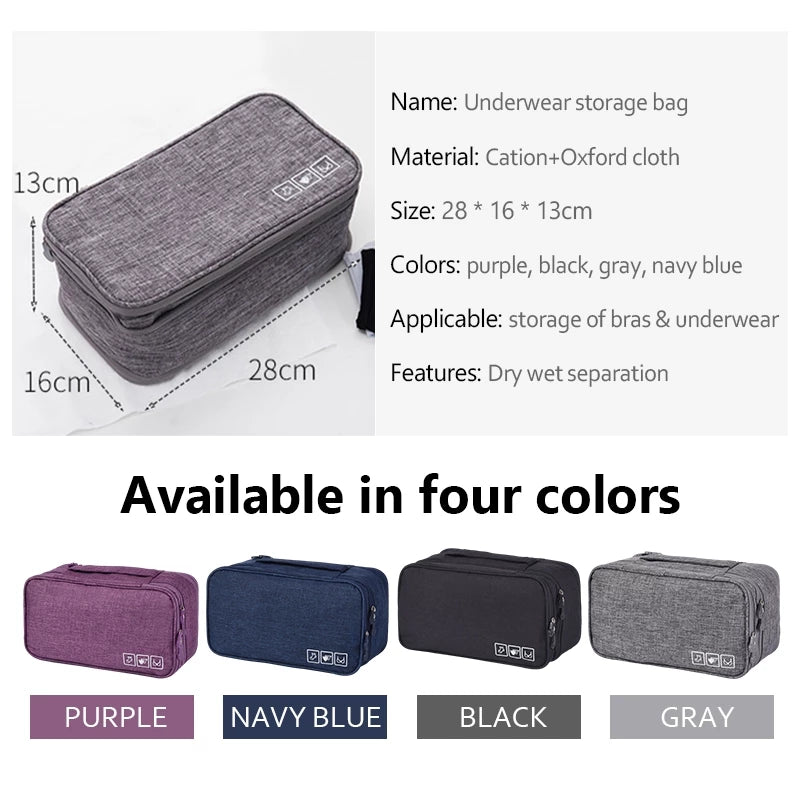 Multi-Compartment Undergarment Travel Organizer Bag