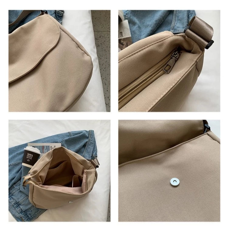 Unisex Japanese Style Minimalist Canvas Messenger Bag