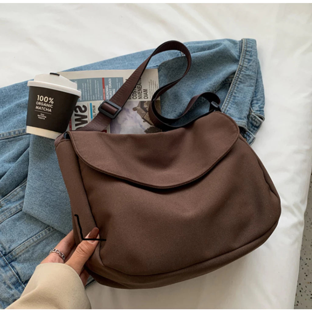 Unisex Japanese Style Minimalist Canvas Messenger Bag