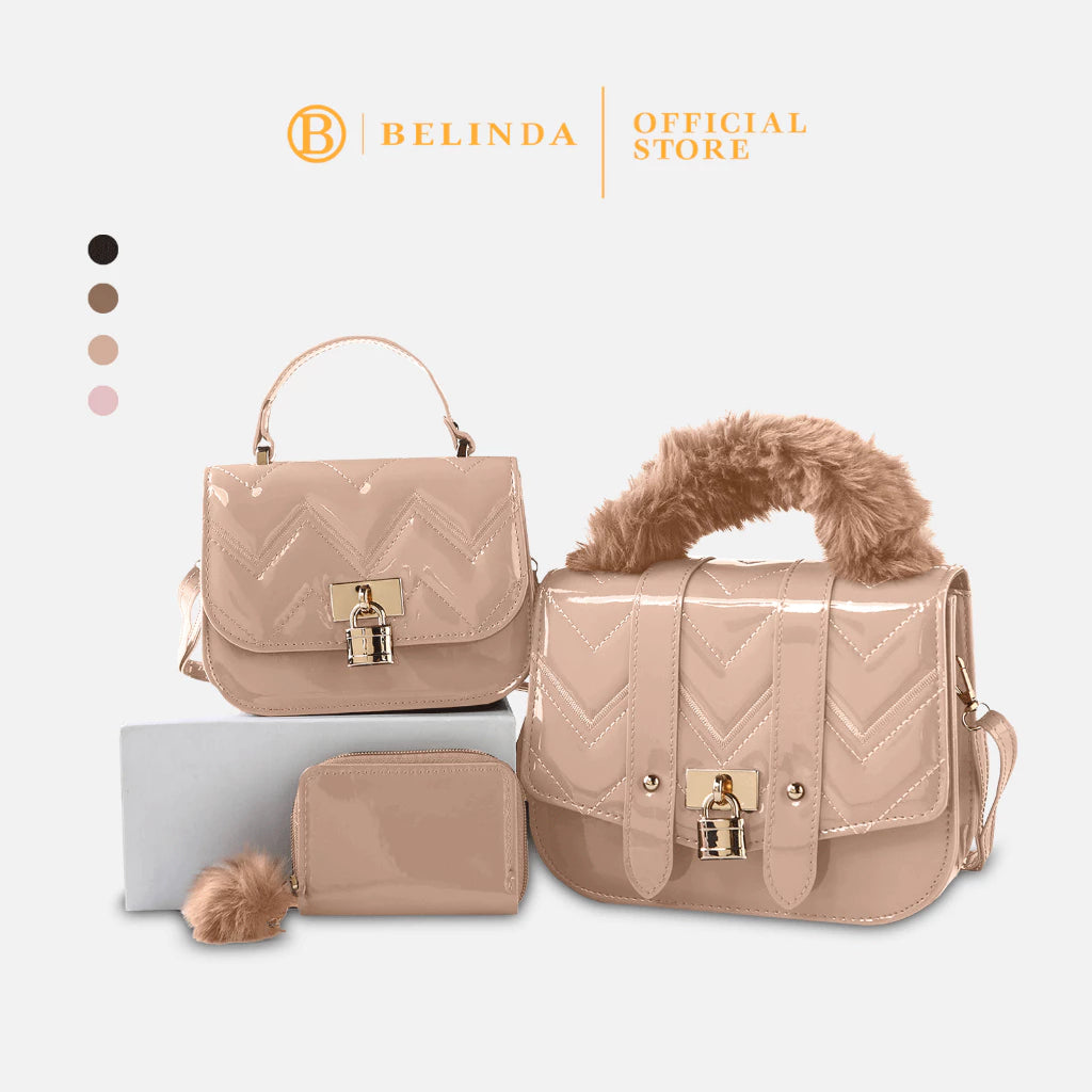 3in1 Elegant Pad Lock Design Sling Bag