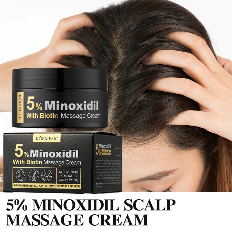 KORMESIC Minoxidil 5% with Biotin Scalp Serum & Massage Cream Set