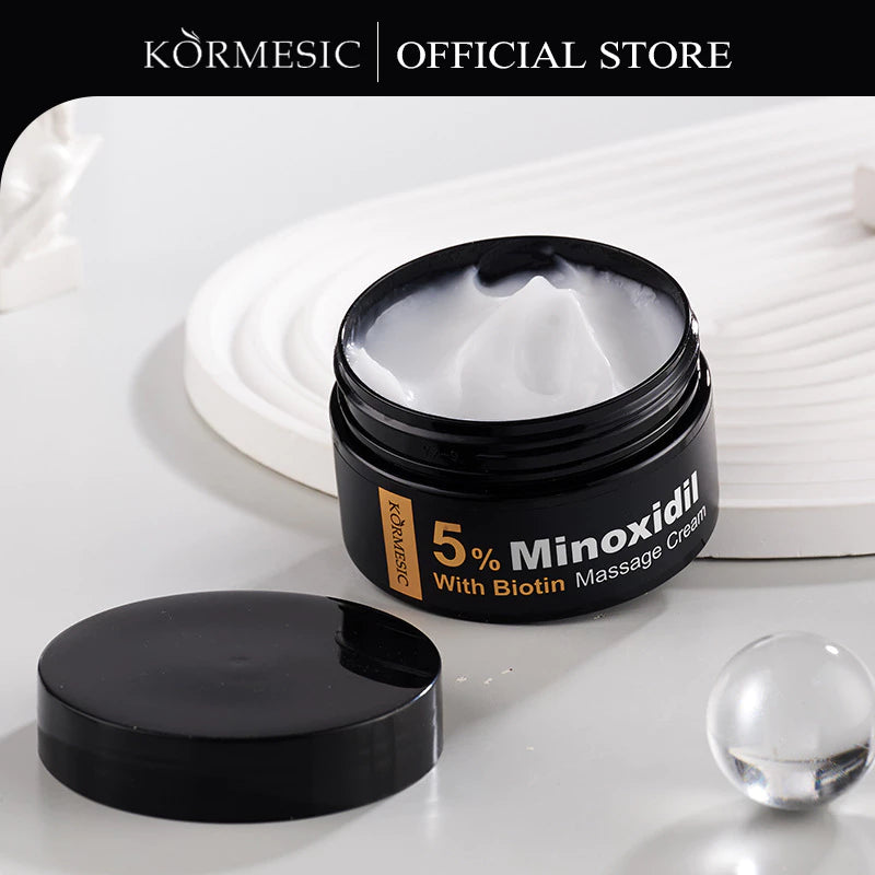 KORMESIC Minoxidil 5% with Biotin Scalp Serum & Massage Cream Set