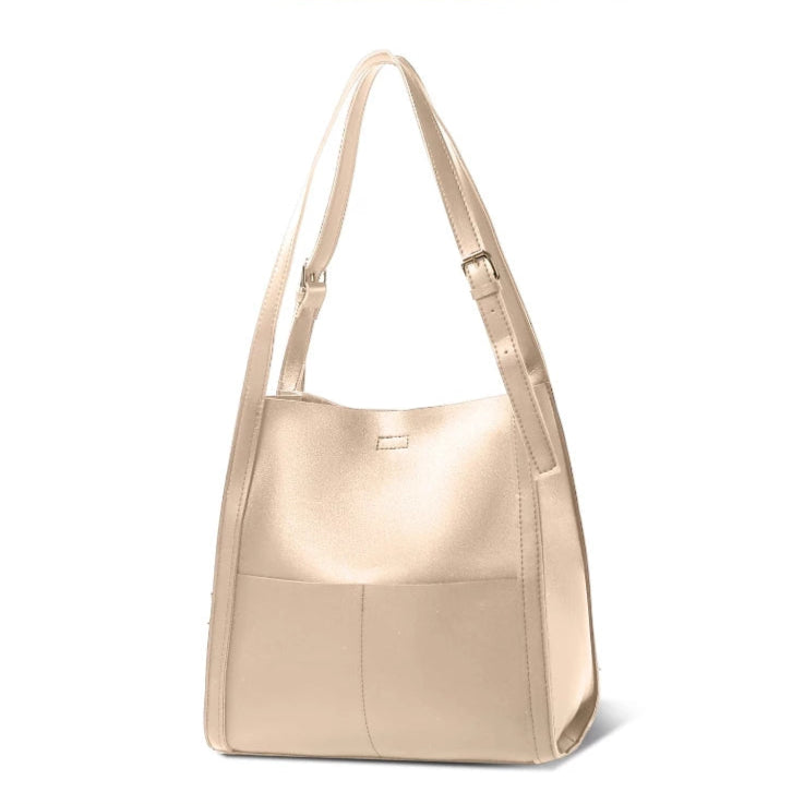 Two Front Pocket Leather Tote Bag