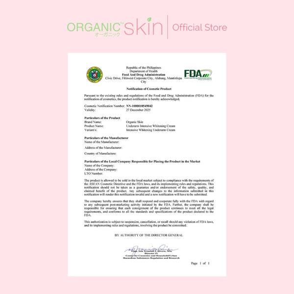 Organic Skin Japan Intensive Whitening Underarm Powder Dry Deodorant & Whitening Cream