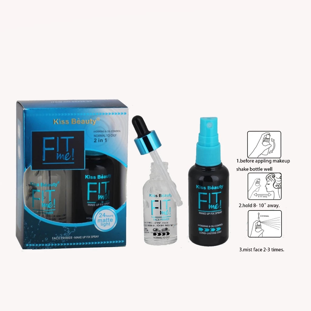 Flawless Look That Lasts All Day – KISS BEAUTY Primer & Fix Spray Set ✨