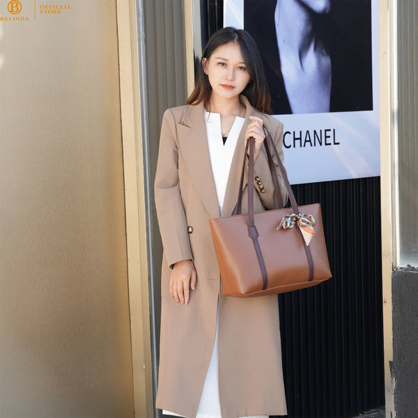 Large Capacity Tote Bag with Silk Ribbon