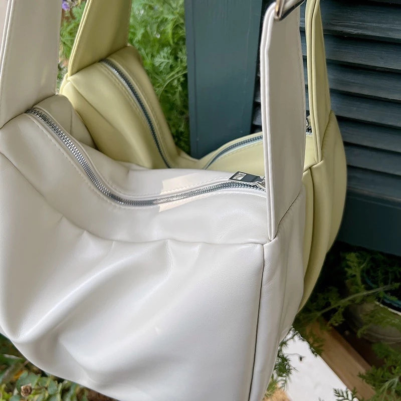 Minimalist Soft Leather Wide Strap Shoulder Bag