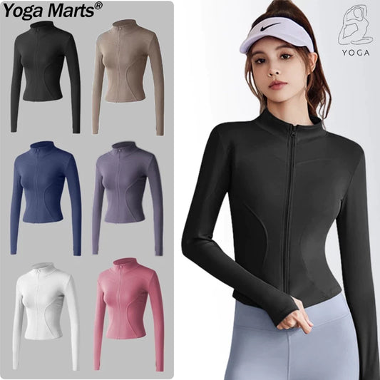 Women Long Sleeve Zipper Yoga Top