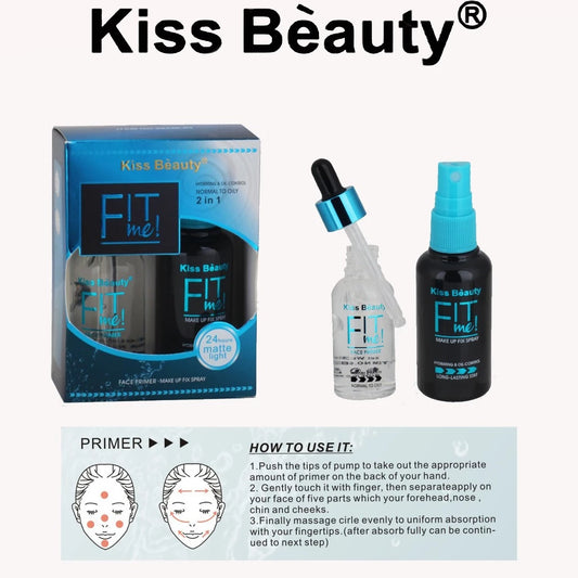 Flawless Look That Lasts All Day – KISS BEAUTY Primer & Fix Spray Set ✨