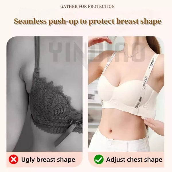 Letter Shoulder Strap Seamless Push Up Bra