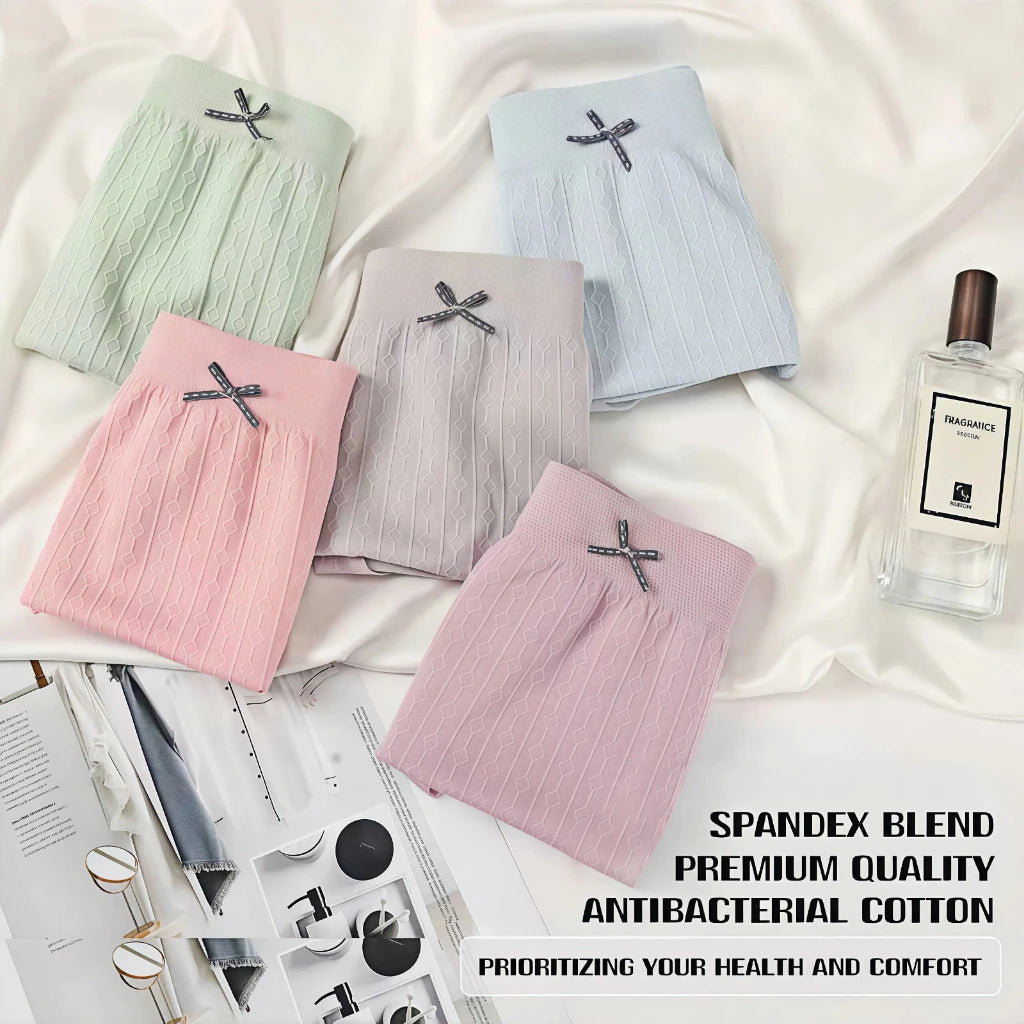5PCS Antibacterial Hip Lifting Stretch Panty Bow Design