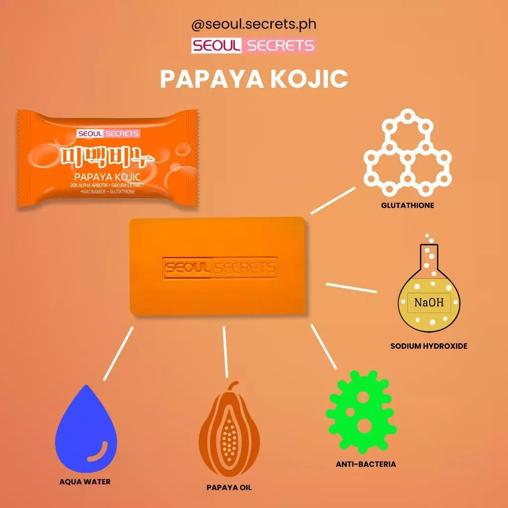 SEOUL SECRET Papaya Kojic 20X Whitening Soap