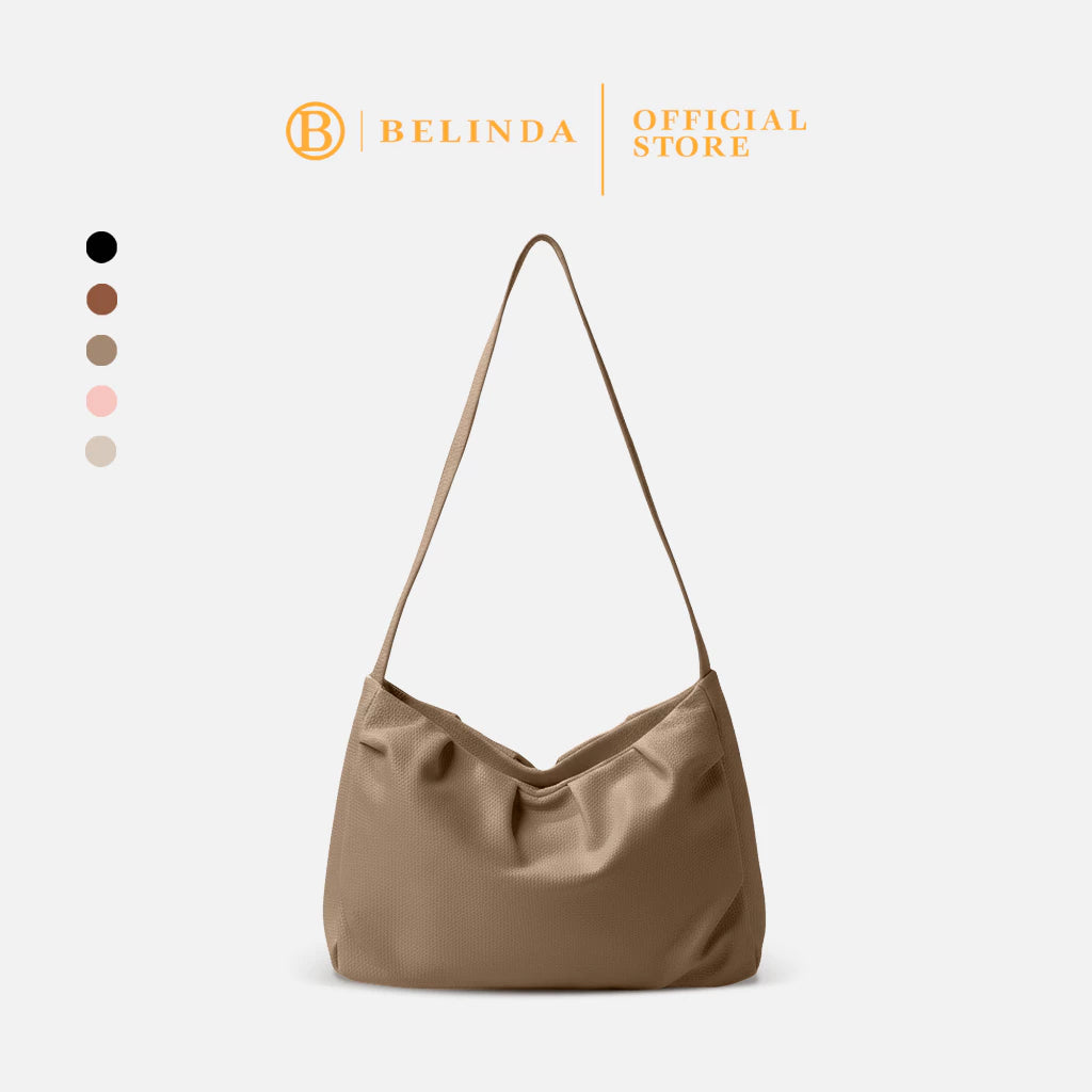 Japanese Soft Leather Pleated Shoulder Bag