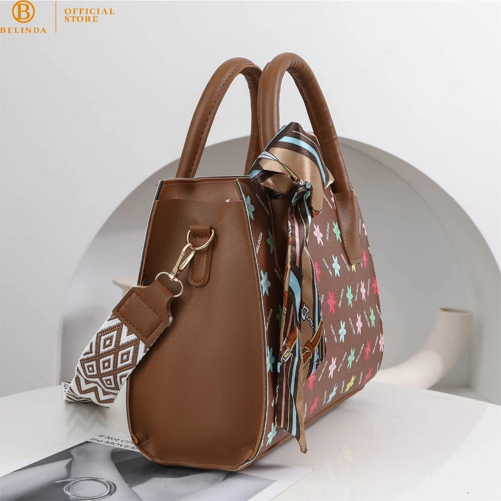 Square Leather Flower Wear a Scarf High-End Shoulder Sling Bag