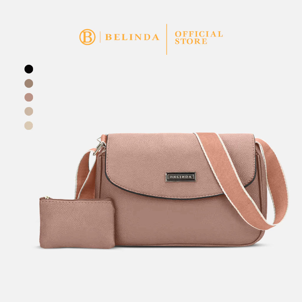 2-in-1 Wide Strap Leather Sling Bag with Wallet