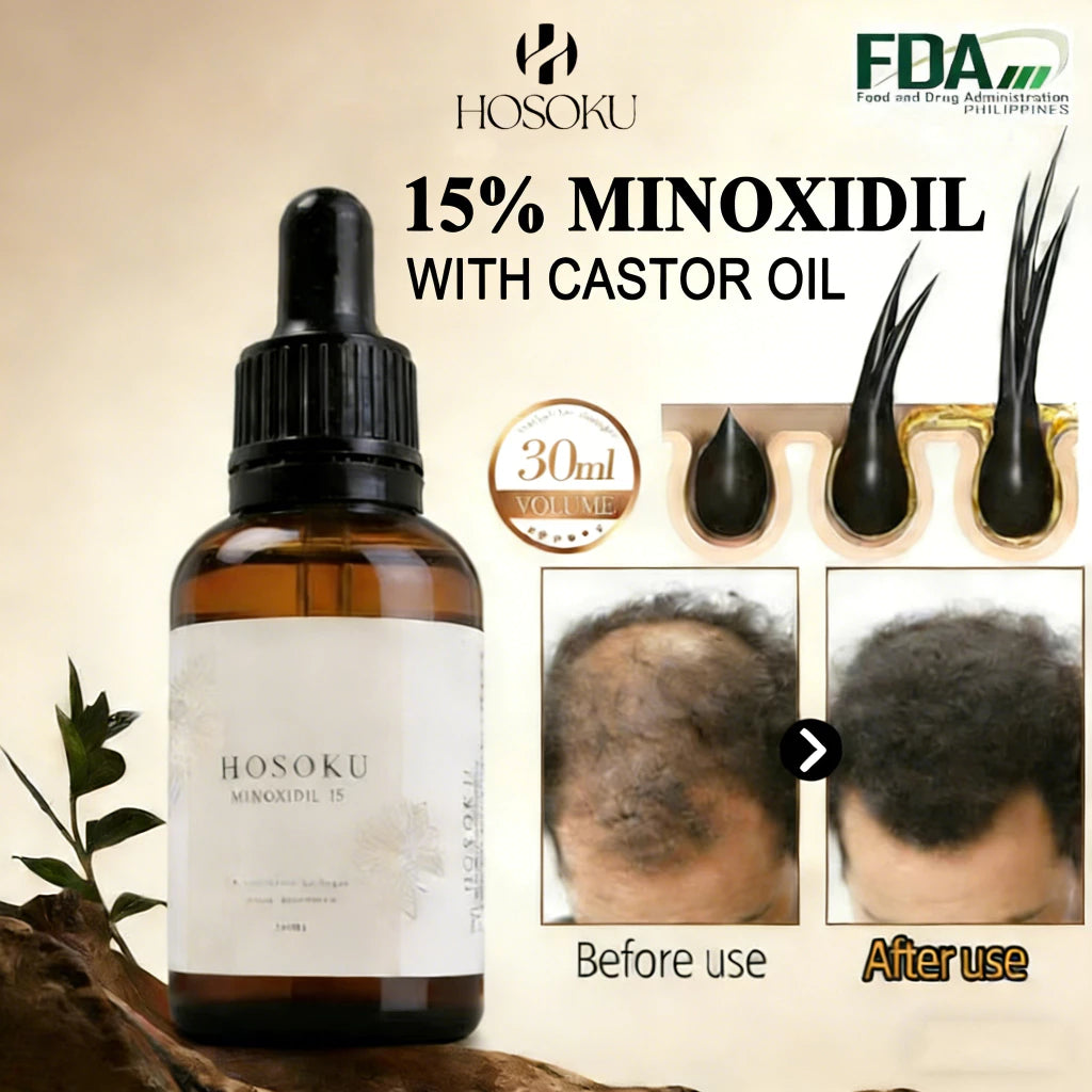 HOSOKU 15% Minoxidil Hair Growth Serum (Oil Based)