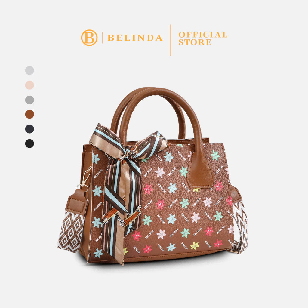 Square Leather Flower Wear a Scarf High-End Shoulder Sling Bag