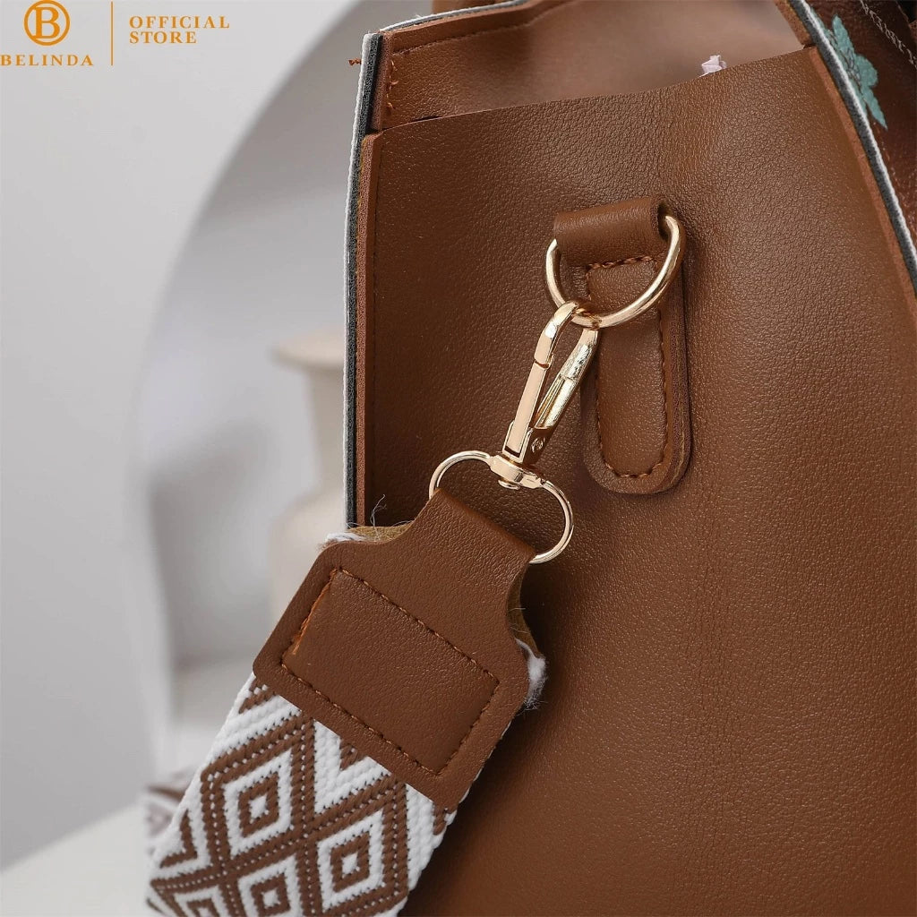 Square Leather Flower Wear a Scarf High-End Shoulder Sling Bag