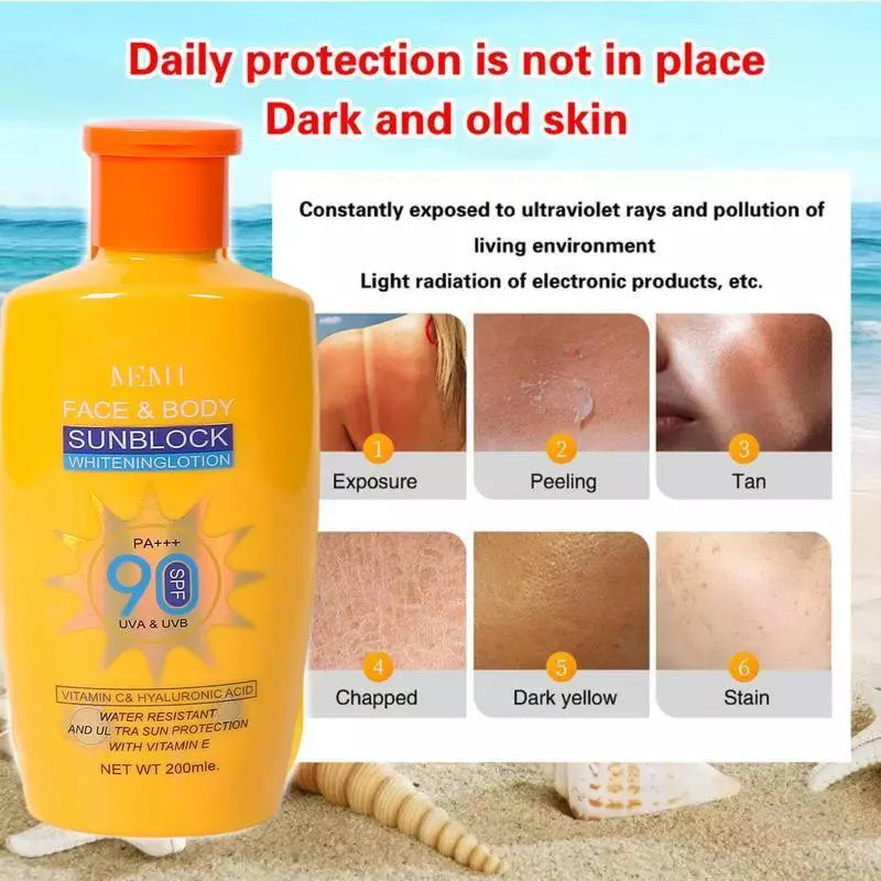 MEMI Face and Body Sunblock Whitening Lotion SPF90 PA+++ 200ml