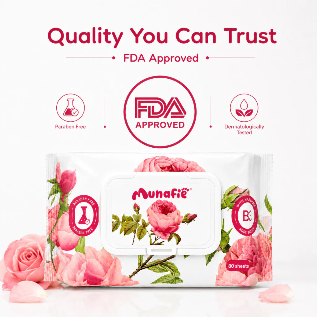 MUNAFIE Niacinamide Rose Scented Cleansing Wet Wipes