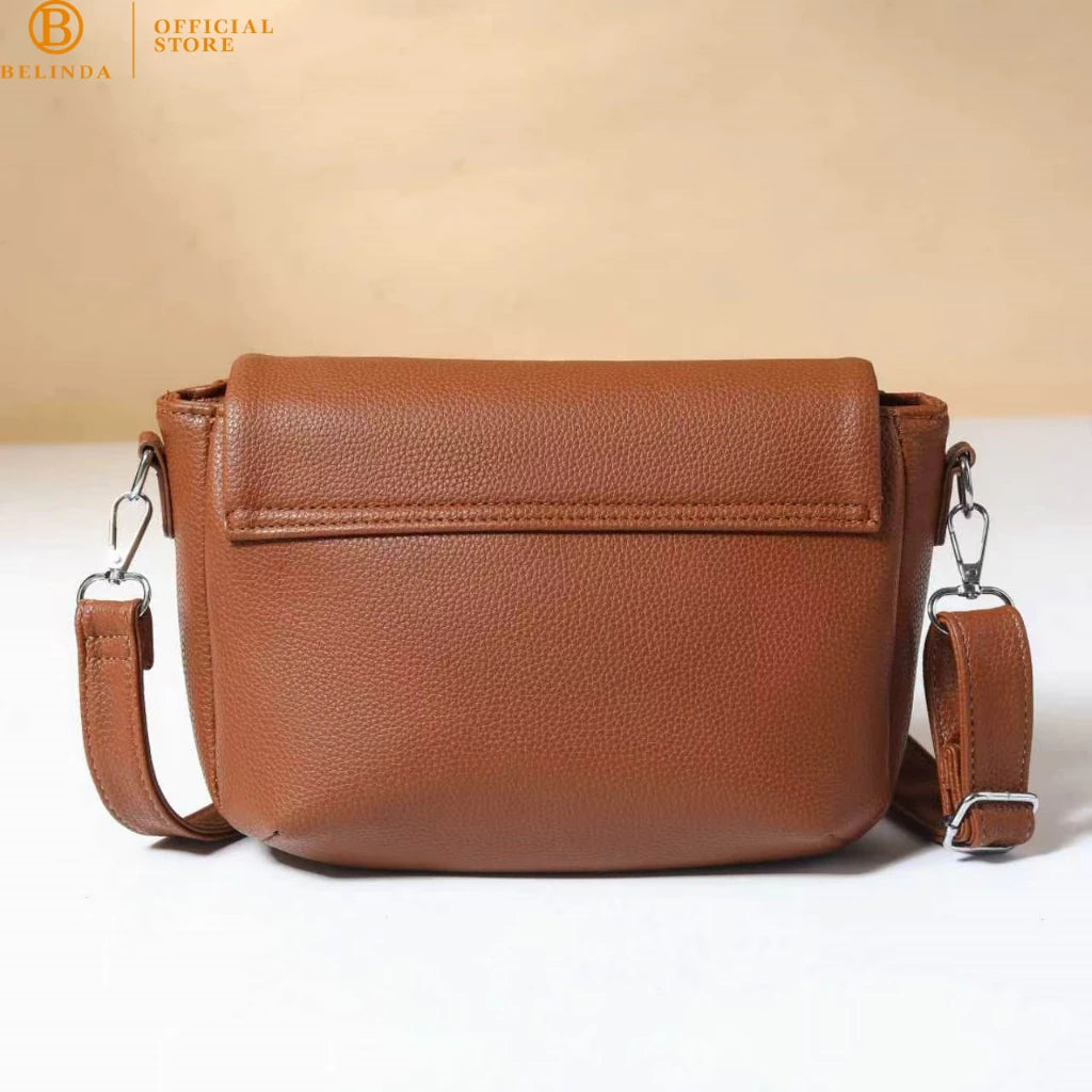 BELINDA Casual Messenger Bag with Zipper Accent Flap