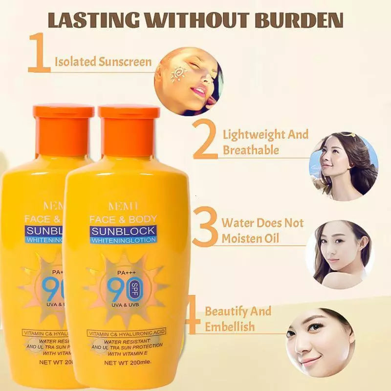 MEMI Face and Body Sunblock Whitening Lotion SPF90 PA+++ 200ml